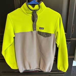Patagonia Boys Zip-Up Sweater - Neon Yellow and Gray